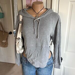 NWT free people gray back into it cutout hoodie